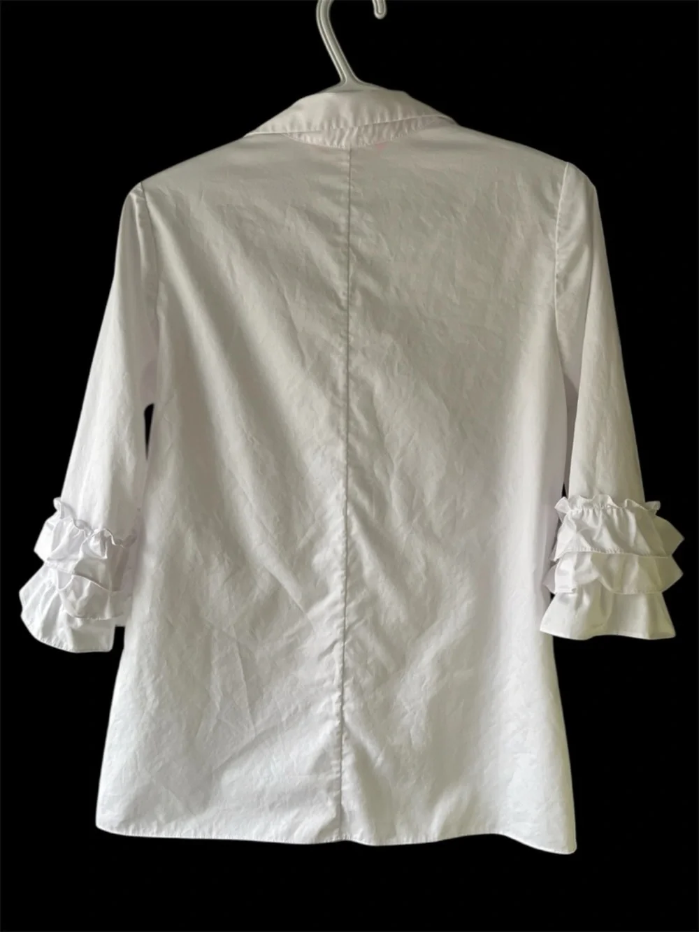 Lilly Pulitzer White Half Button Ruffled Tiered Sleeves 100% Cotton Blouse S - Picture 3 of 6